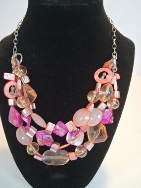 Handmade Pink Multi-Strand Statement Necklace - Brand